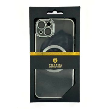 Magnetic transparent case for iPhone 15 Plus, Silver