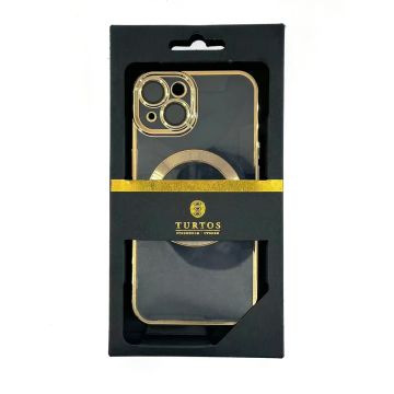 Magnetic transparent case for iPhone 14, Gold