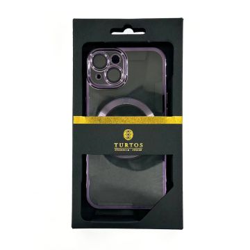 Magnetic transparent case for iPhone 14, Purple