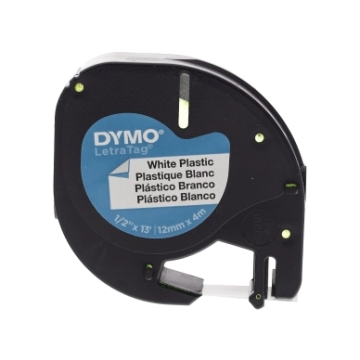 Dymo LetraTag Plastic tape 12mmx4m white