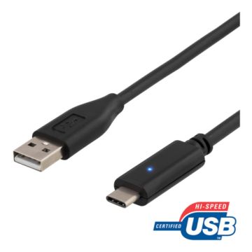 Deltaco - USB 2.0 cable, type A M - type C M, 1m, black